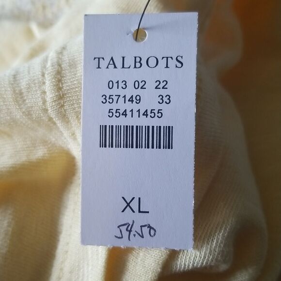 Talbots Shirt Short Sleeve Round Collar Yellow Tee Size XL - Picture 5 of 6